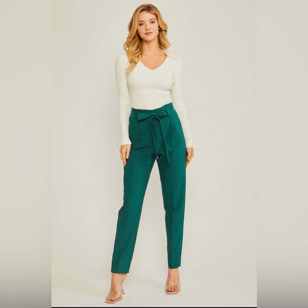 Emerald Paper Bag Waist Pants